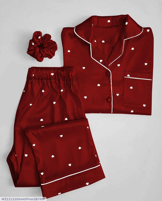 2 pcs womens night wear suit printed